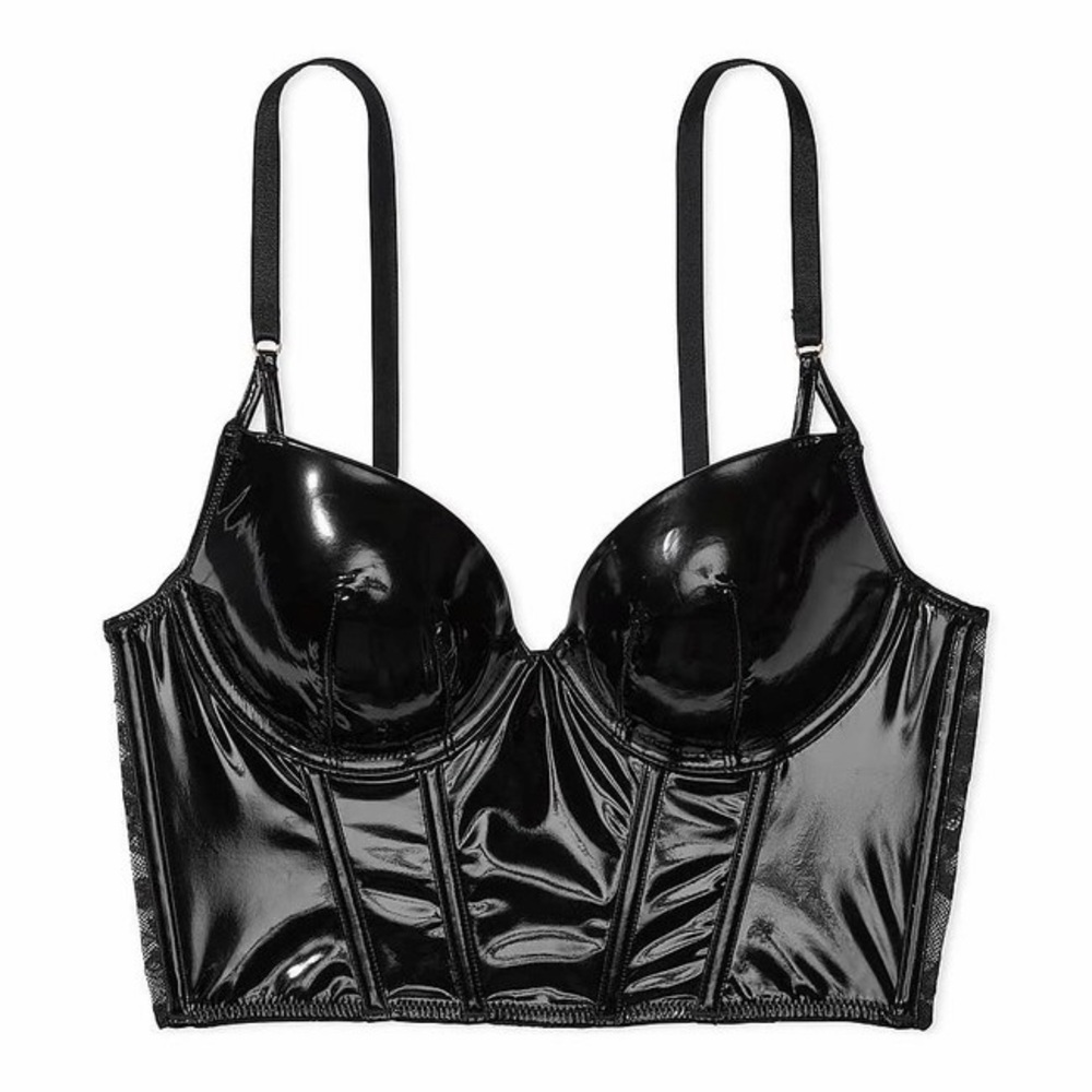 Victoria's Secret Black PU Leather Bustier NWOT